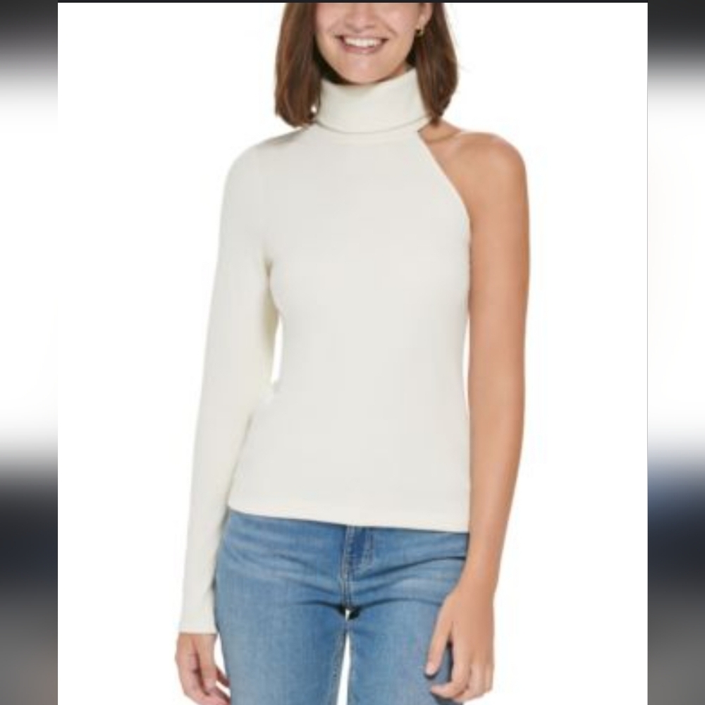 Calvin Klein One-Shoulder Turtleneck Top